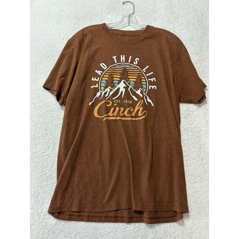 Cinch Men's Large Cotton Blend Brown Short Sleeve T-Shirt (H3)